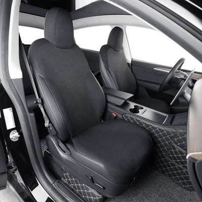 Custom Fit Cybertruck Car Seat Covers for Select Trucks Tesla 2024 2025 Cybertruck Seat Protectors - Full Set, Leather(Black/White)