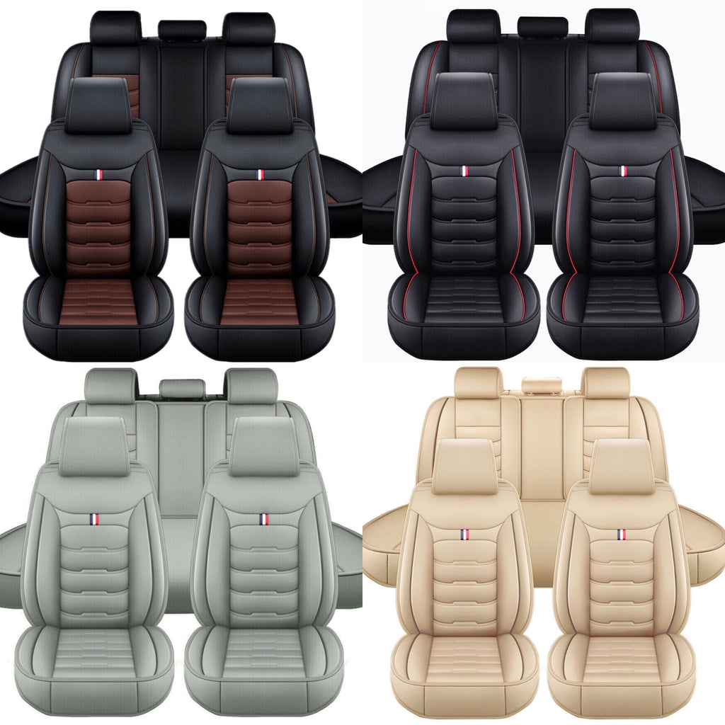 For Ford Leather 5 Seats Car Seat Cover Front Rear Full Set Cushion Pad