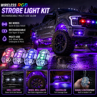 Wireless RGB Strobe Light Kit – Underbody, Wheel Well & Accent Lighting (4-Pack)
