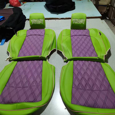 Custom seat cover with logos