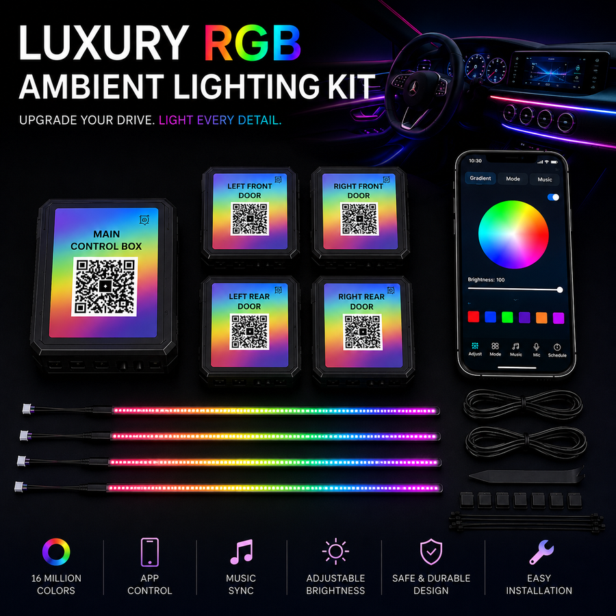 Luxury RGB Ambient Lighting Kit | App-Controlled Interior LED Light System