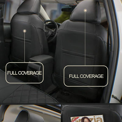 Custom Fit Full Set Car Seat Covers for Select Ford Explorer Base,Xlt 2016 2017 2018 2019,2Nd Row 40/60 Split,W/No Armrest,7 Seats- Three-Row,Leatherette (Black)