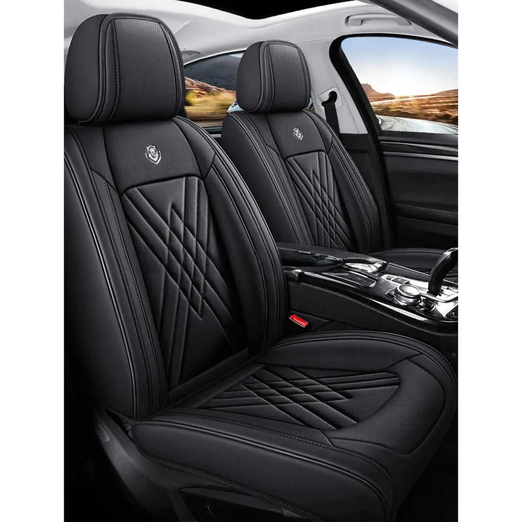 Full Surround Set for 5-Seat Car Seat Covers Faux Leather Cushion Covers Black