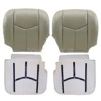 Both Side Bottom Leather Seat Cover Gray & Foam Fits 03-06 Chevy Silverado Tahoe