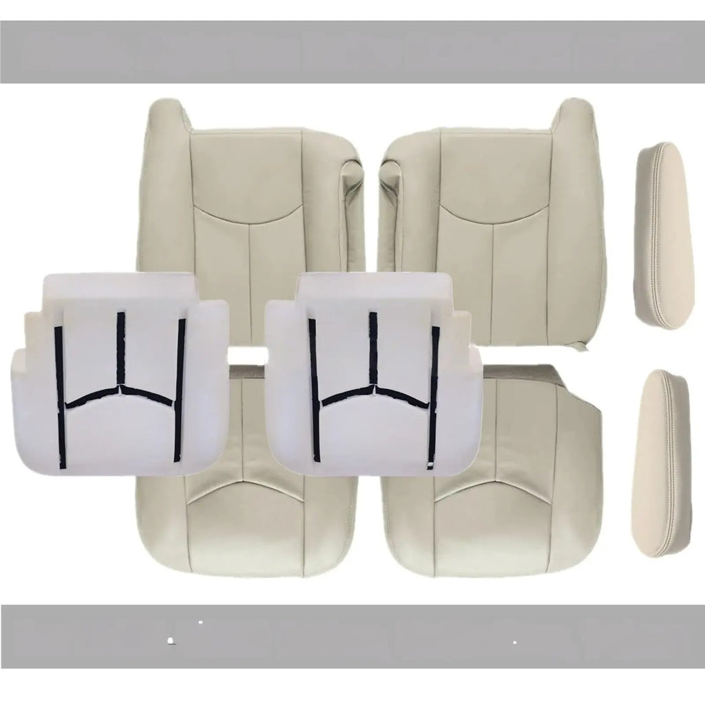 Front Leather Seat Cover & Foam Pad Tan for 2003-2006 Chevy Suburban 1500 2500