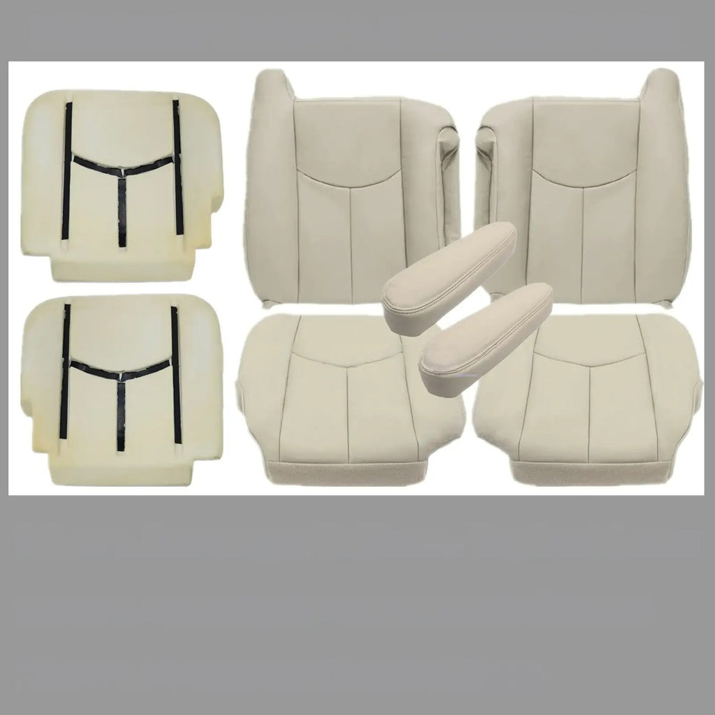 Front Leather Seat Cover & Foam Pad Tan for 2003-2006 Chevy Suburban 1500 2500