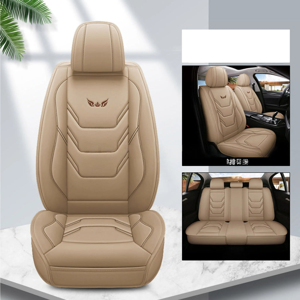 For Hyundai Leather Car 5-Seat Cover Front & Rear Seat Protector Beige