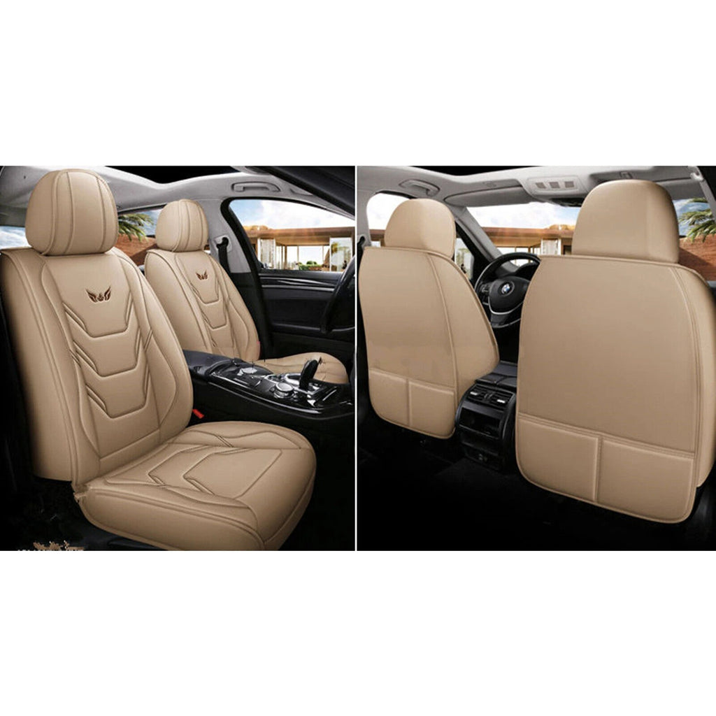 For Hyundai Leather Car 5-Seat Cover Front & Rear Seat Protector Beige