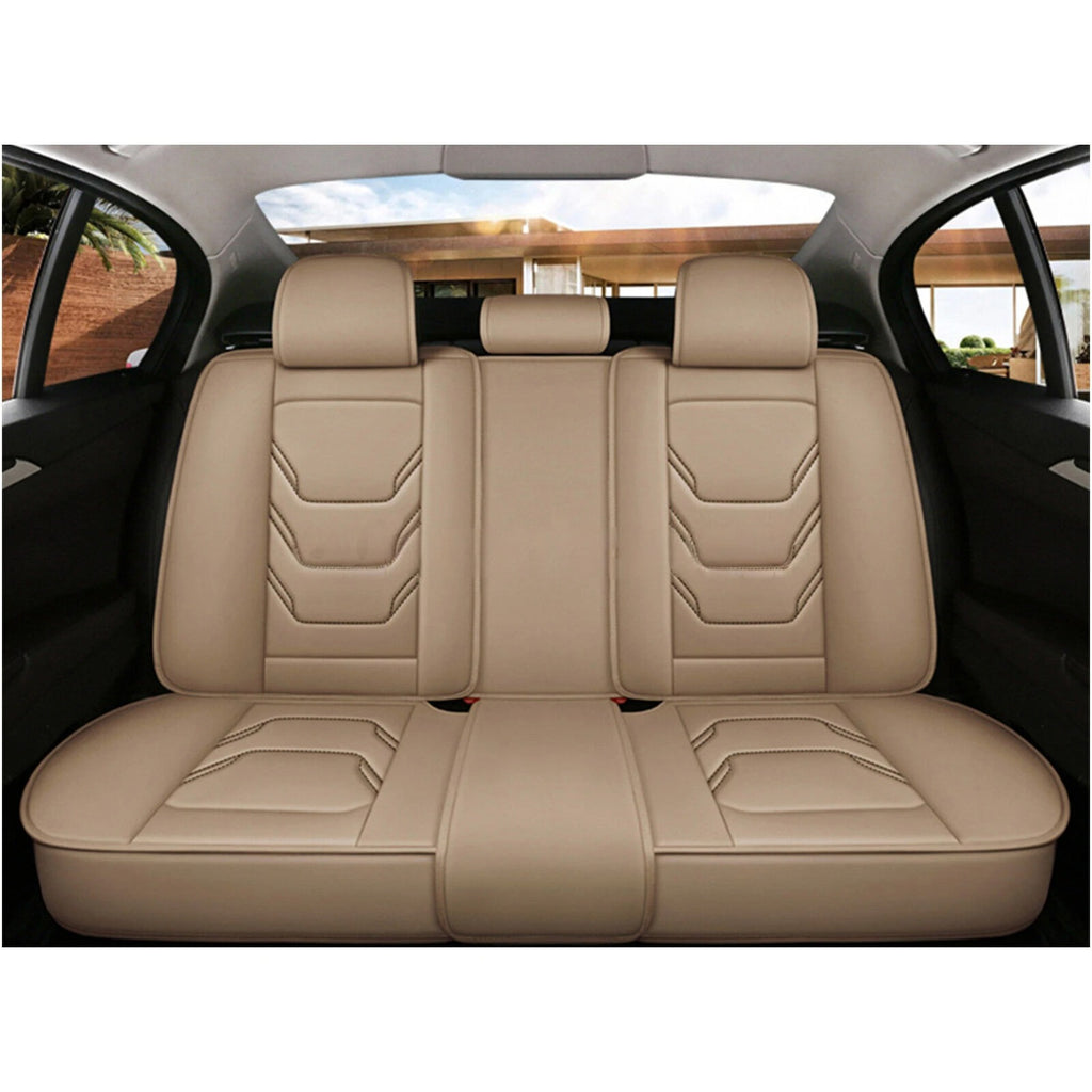 For Hyundai Leather Car 5-Seat Cover Front & Rear Seat Protector Beige