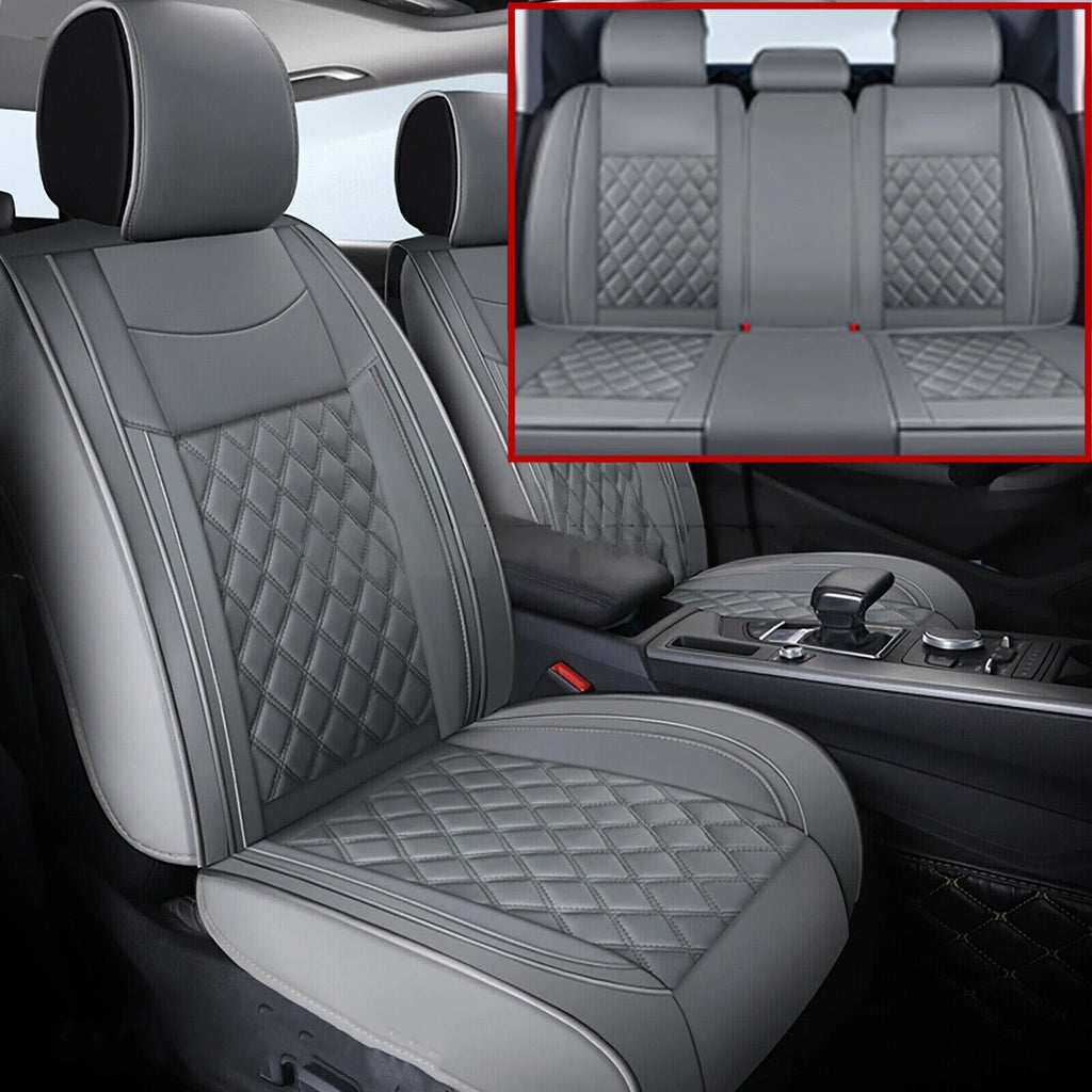 For Honda CR-V Full Set Gray PU Leather Car 5 Seat Covers Cushion Protector