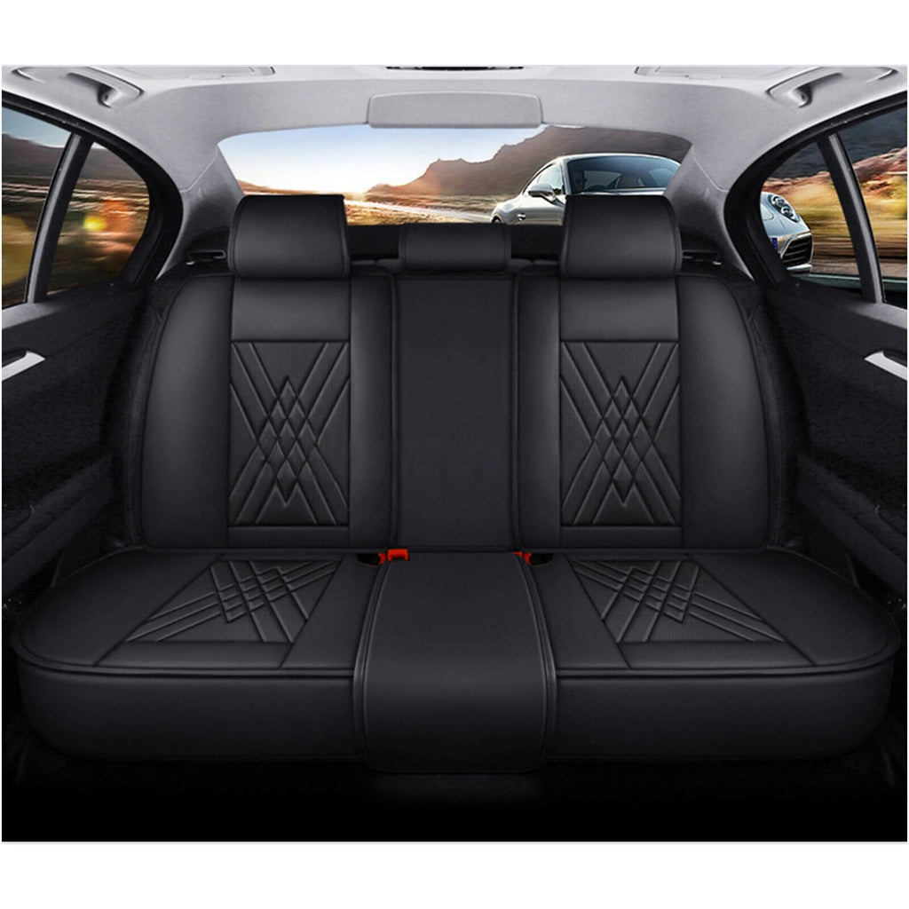 For Hyundai Faux Leather Car Breathable 5-Seat Covers Front Rear Cushion Black