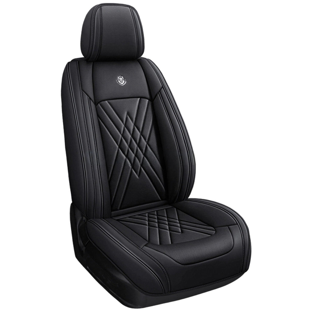 For Hyundai Faux Leather Car Breathable 5-Seat Covers Front Rear Cushion Black