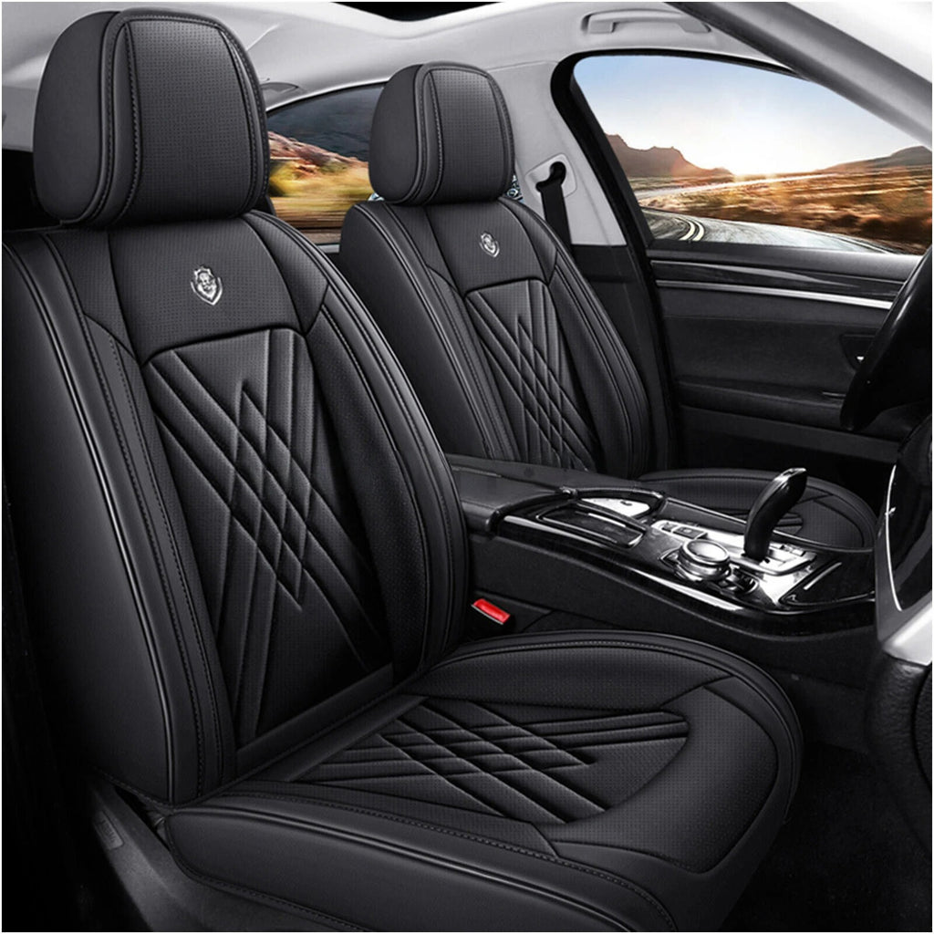 For Hyundai Faux Leather Car Breathable 5-Seat Covers Front Rear Cushion Black