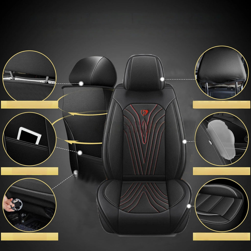 For Nissan Car 5-Seat Covers Waterproof PU Leather Front & Rear Full Set Cushion