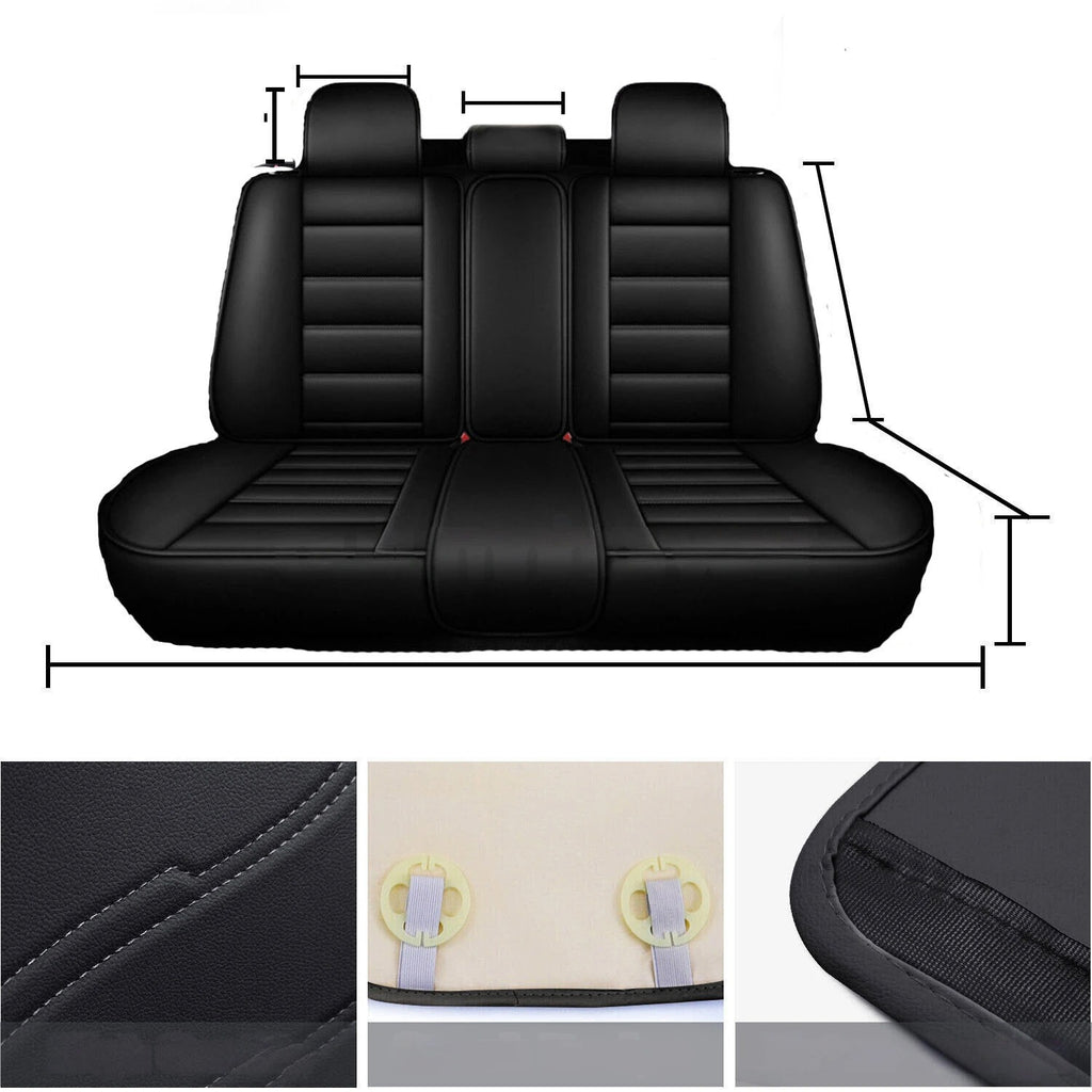 For Honda Quilted Car Pu Black Leather Cushion Full Set 5-Seat Covers