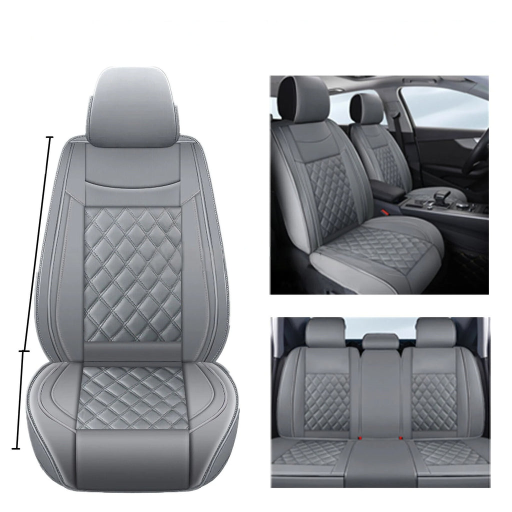 For Ford Full Set Gray PU Leather Car 5 Seat Covers Cushion Protector