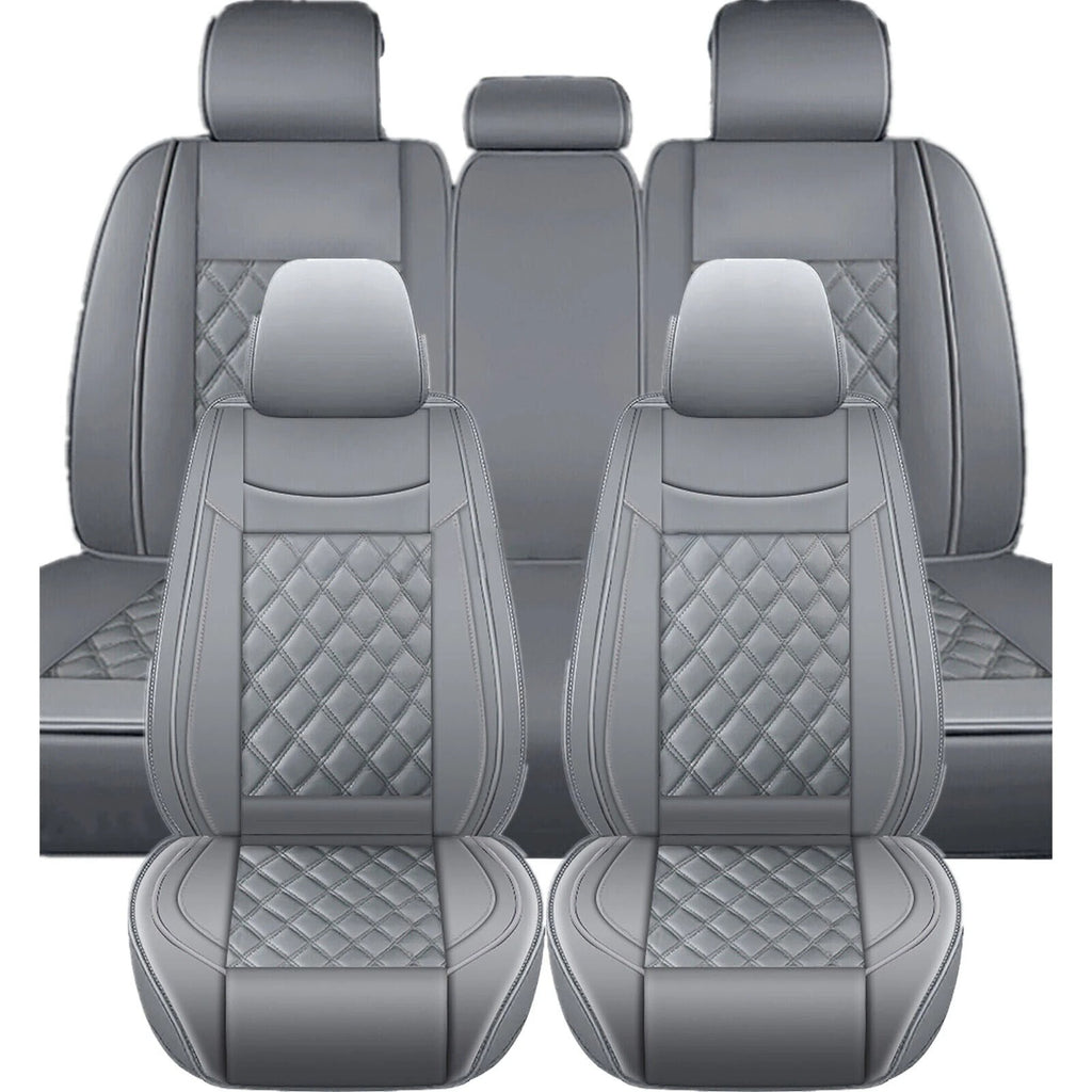 For Ford Full Set Gray PU Leather Car 5 Seat Covers Cushion Protector