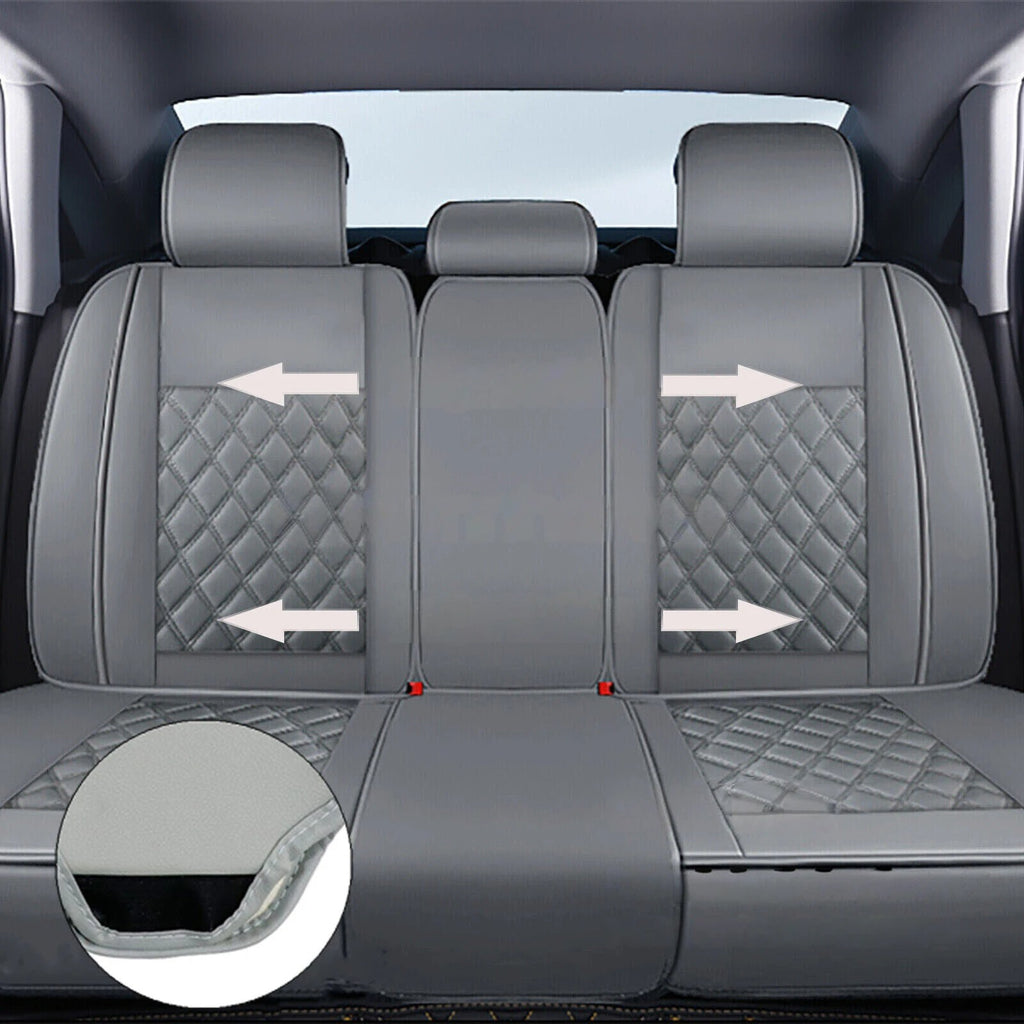 For Ford Full Set Gray PU Leather Car 5 Seat Covers Cushion Protector