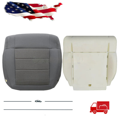 For 2007-2010 Jeep Wrangler Sahara Front Bottom Seat Cover / Foam Cushion Gray