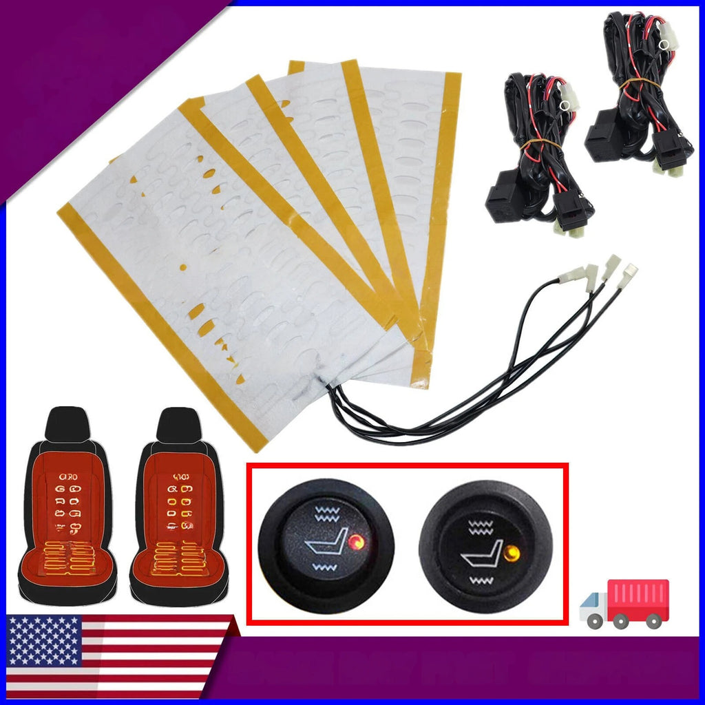 2 Seats 12V Universal round Switch Seat Heater,Heated Seat Kit,4 Pads