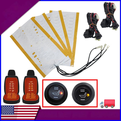 2 Seats 12V Universal round Switch Seat Heater,Heated Seat Kit,4 Pads
