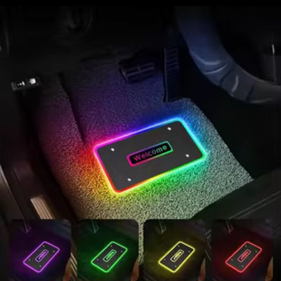 Custom LED Logo Car Floor Mats – RGB Ambient Lighting, Waterproof