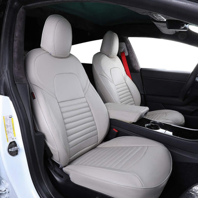 Custom Fit Model X Car Seat Covers for Select Tesla Model X 2020 2021 2022 2023 2024,7 Seats Full Set - Leather (Black)