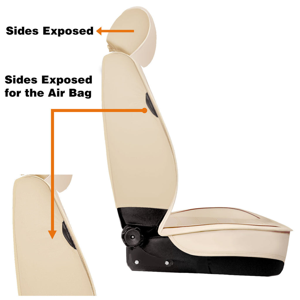 For Honda Leather 5 Seat Car Seat Cover Front Rear Full Set Cushion Pad \Nbeige