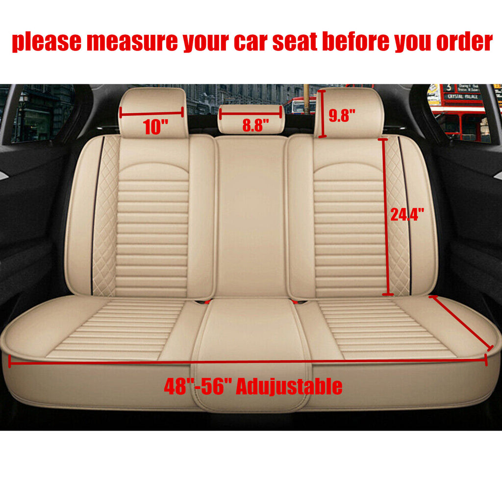 For Honda Leather 5 Seat Car Seat Cover Front Rear Full Set Cushion Pad \Nbeige