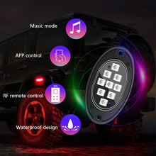 Load image into Gallery viewer, 6/8/12Pcs-In-1 9LED Car Trunk LED Rock Light 12V RGB Exterior Atmosphere Light Car Bottom Light Lamp Support Remote APP Control