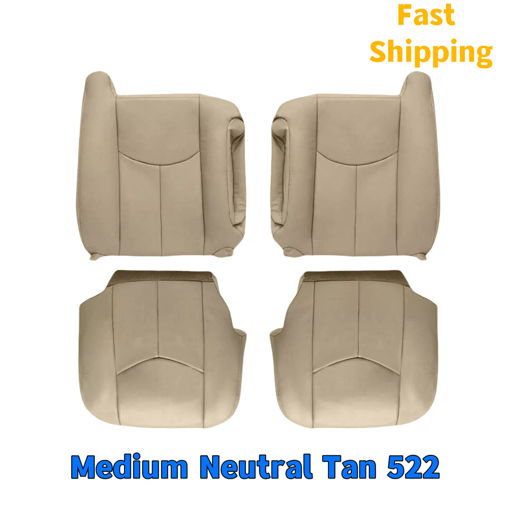 Front Synthetic Leather Seat Cover Tan for Chevy Silverado GMC Sierra 2003-2006