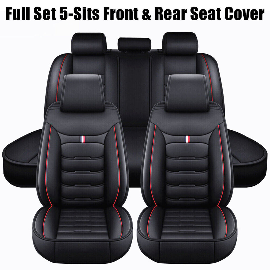 For Ford Leather 5 Seats Car Seat Cover Front Rear Full Set Cushion Pad