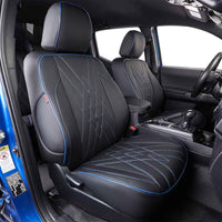 Custom Fit F150 Seat Covers for Ford 2021-2024 F150Supercab/2023-2024 Superduty Crewcab XL,XLT&2022-2024 F150 Lightning Pro,Xlt,Lariat,Platinum- Full Set,Leather(Black)