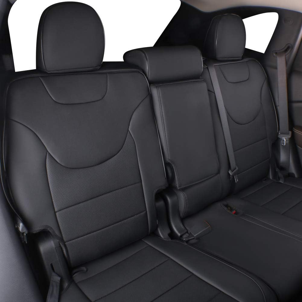 Compass 2018-2023 2024 Car Seat Covers Full Set,Seat Covers Custom Fit for Jeep Compass,Car Seat Protector Waterproof,Leather Car Seat Cushion,Black Car Seat Cover- Leatherette (Black)
