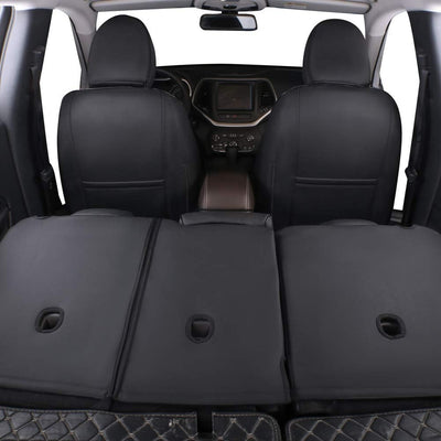 Custom Fit Full Set Car Seat Covers for Select Jeep Patriot 2009 2010 2011 2012 2013 2014 2015 2016 2017 2018 - Leatherette (Black)