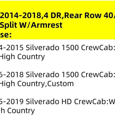 Custom Fit Silverado Car Seat Covers for Select 2014-2018 Silverado/Sierra 1500 &2015-2019 Silverado HD Wt,Ls,Lt,Ltz,High Country (Crew Cab) - Full Set,Leather (Black)