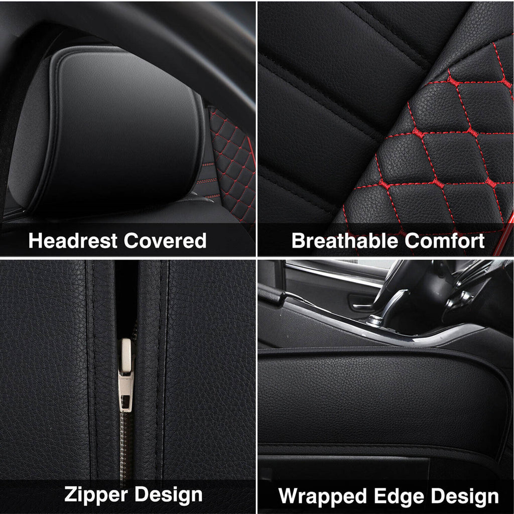 PU Leather 5 Seat Covers Full Set Front & Rear Cushion Accessories Fits TOYOTA