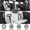 Custom Fit Cybertruck Car Seat Covers for Select Trucks Tesla 2024 2025 Cybertruck Seat Protectors - Full Set, Leather(Black/White)