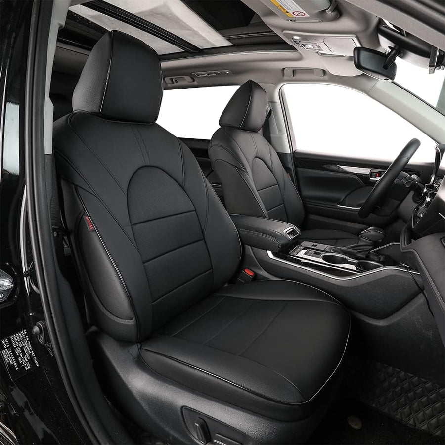 Highlander Seat Covers,Custom for Toyota Highlander 2014 2015 2016 2017 2018 2019,2Nd Row 40/60 Split,Car Seat Protectors for Trucks,Waterproof Leather Car Seat Cover Full Set(Black)