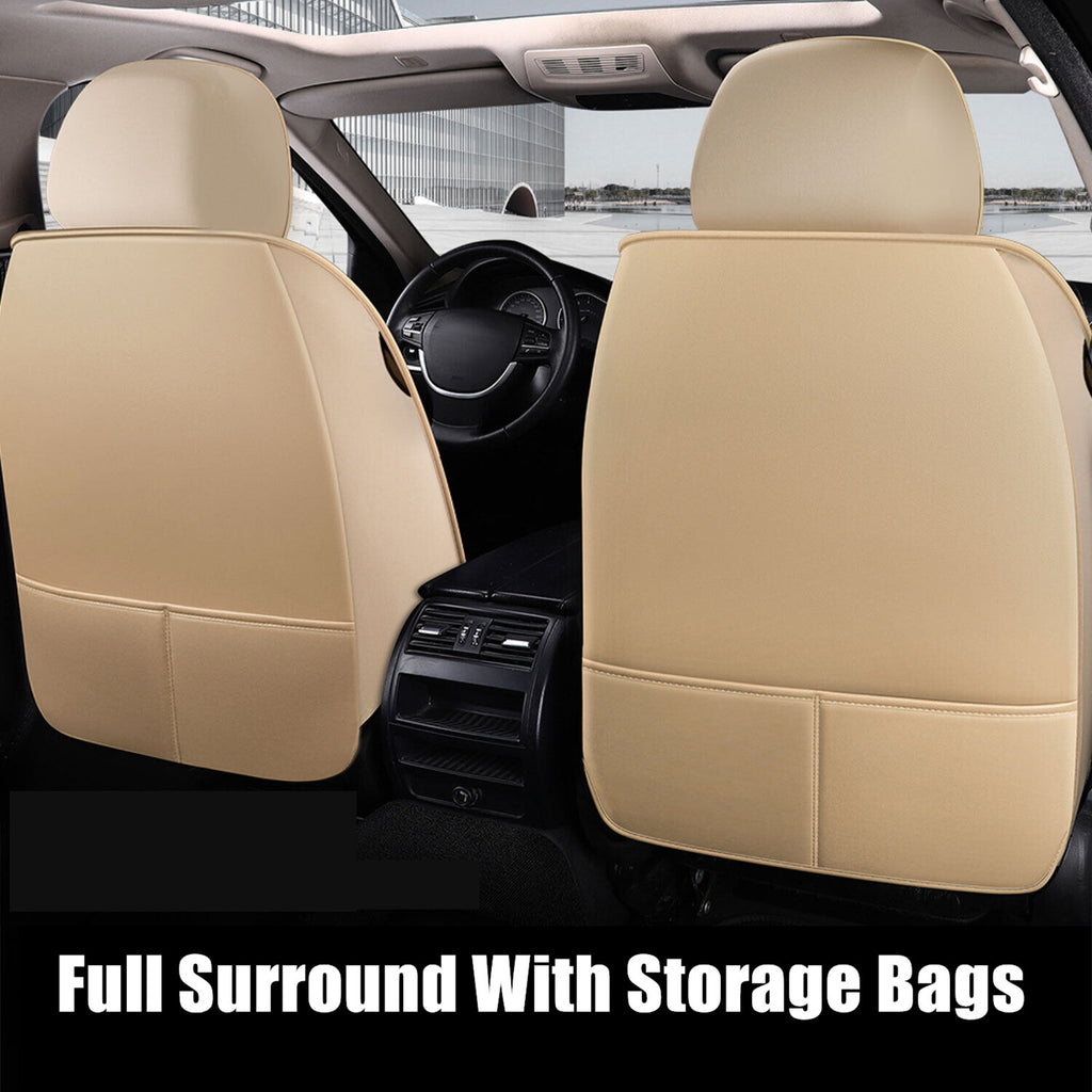 For Honda Leather 5 Seat Car Seat Cover Front Rear Full Set Cushion Pad \Nbeige