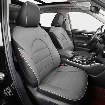 Highlander Seat Covers,Custom for Toyota Highlander 2014 2015 2016 2017 2018 2019,2Nd Row 40/60 Split,Car Seat Protectors for Trucks,Waterproof Leather Car Seat Cover Full Set(Black)