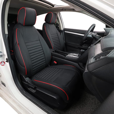 Civic Seat Covers Full Set,Car Seat Cover Custom Fit for Honda Civic Hatchback 2018 2019 2020 2021 Lx,Car Seat Protector Waterproof,Leather Car Seat Cushion,Black Car Seat Covers(Black)