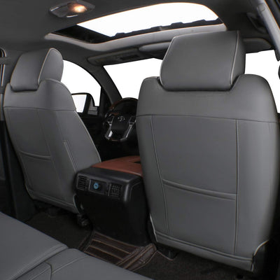 Custom Fit Full Set Car Seat Covers for Select Toyota Sequoia Platinum 2013-2021-Three Rows, Second Row Captain Chair, Leatherette (Gray)