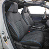 Custom Fit Colorado Car Seat Covers for Select Chevy Colorado 2014 2015 2016 2017 2018 2019 2020 2021 2022 - Full Set - Leather (Black with Blue Trim)