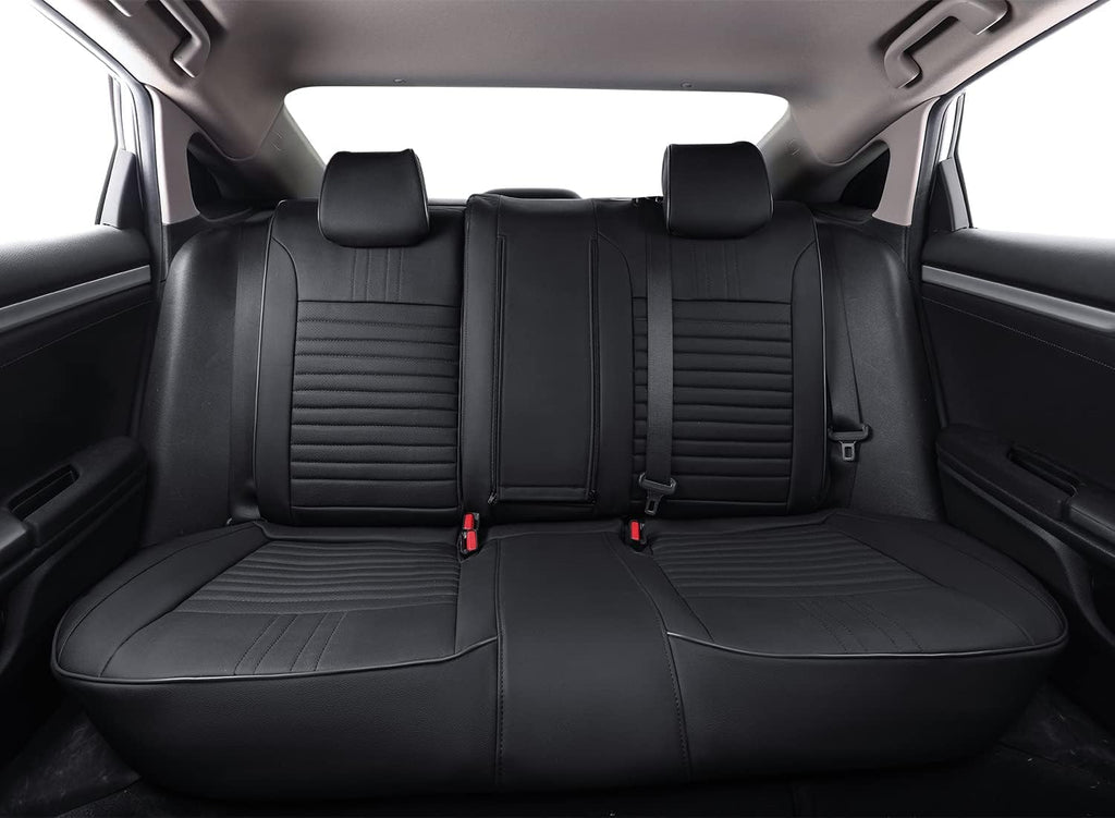 Civic Seat Covers Full Set,Car Seat Cover Custom Fit for Honda Civic Hatchback 2018 2019 2020 2021 Lx,Car Seat Protector Waterproof,Leather Car Seat Cushion,Black Car Seat Covers(Black)