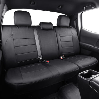 Custom Fit Tacoma Car Seat Covers for Select Toyota Tacoma 2016 2017 2018 2019 2020 2021 2022 2023 Double Cab/Crew Cab -Full Set,Leather(Black)