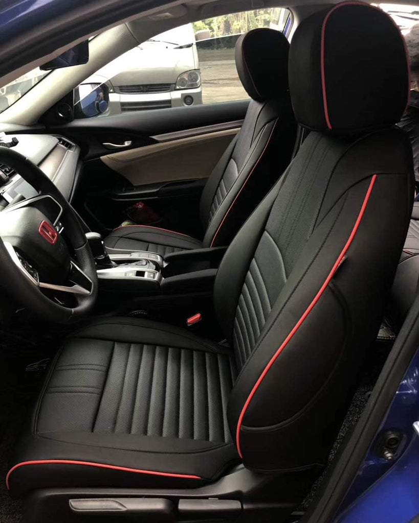 Civic Seat Covers Full Set,Car Seat Cover Custom Fit for Honda Civic Hatchback 2018 2019 2020 2021 Lx,Car Seat Protector Waterproof,Leather Car Seat Cushion,Black Car Seat Covers(Black)