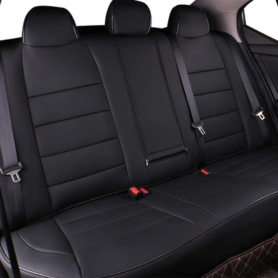 Custom Fit Sentra Car Seat Covers for Select Nissan Sentra SV,SR,S 2013 2014 2015 2016 2017 2018 2019 - Full Set, Leatherette (Black)