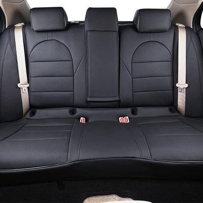 Custom Fit Camry Car Seat Covers for Select Toyota Camry LE,SE,SE Nightshade 2018 2019 2020 2021 2022 2023 2024 (Not for Hybrid) - Full Set, Leather (Black)