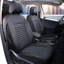 Load image into Gallery viewer, Custom Fit Full Set Car Seat Covers for Select Nissan Pathfinder Platinum 2013-2021 (Front Row W/Display Screen) - Three Rows, Second Row 40/60 Split,Leatherette (Black/Gray)